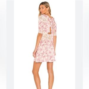 Free People white and pink floral Dress with lace and open back